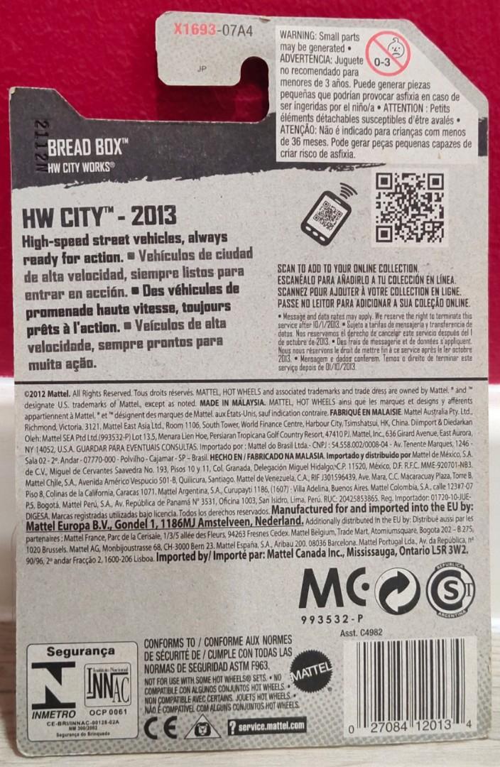 Hot Wheels Bread Box (Regular Treasure Hunt) come with protector