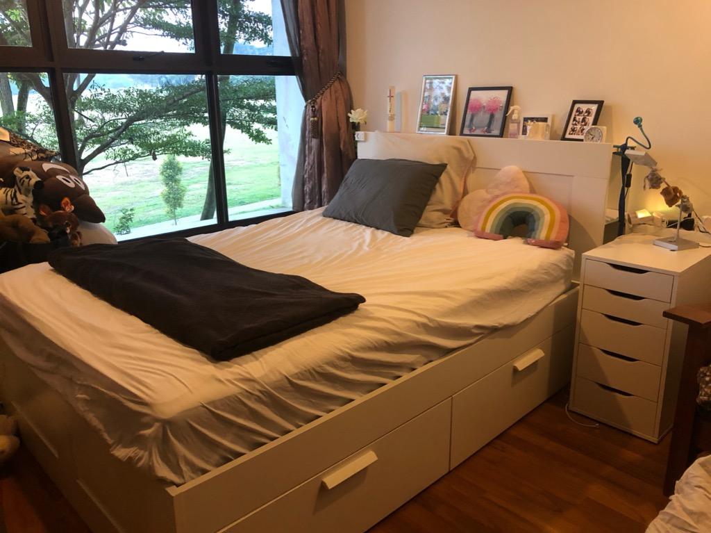 ikea brimnes bed headboard hovag mattress furniture home living furniture bed frames mattresses on carousell