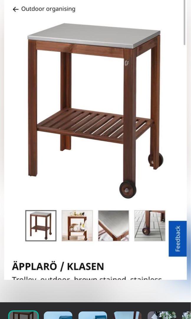 Ikea kitchen/outdoor table cart trolley, Furniture & Home Living