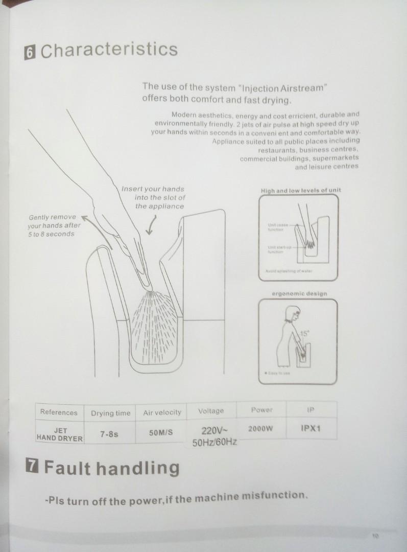 JET HAND DRYER 2000W, Furniture & Home Living, Bathroom & Kitchen