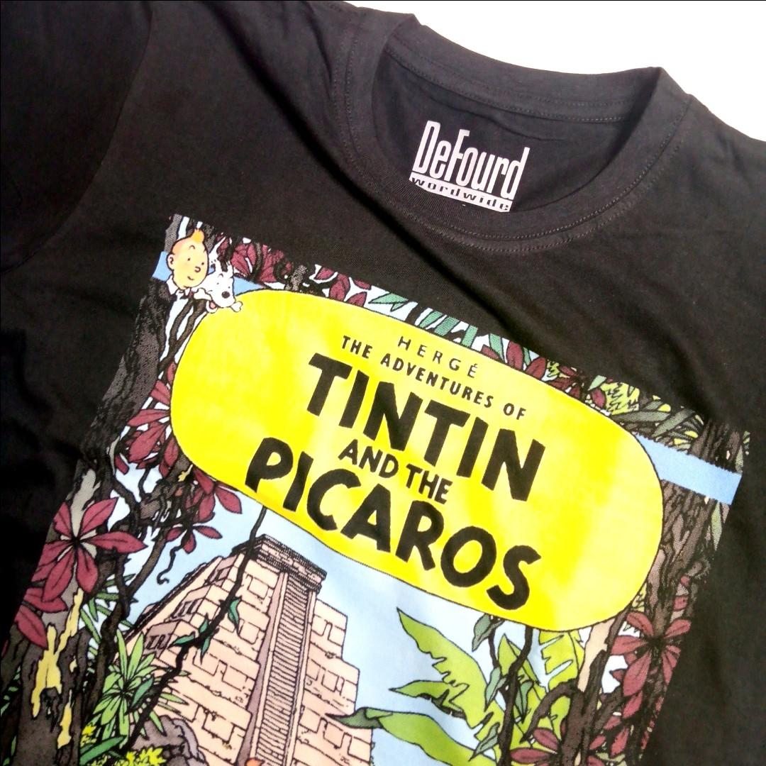 Kaos Tintin And The Picaros Comics Cartoon T-shirt, Fesyen Pria