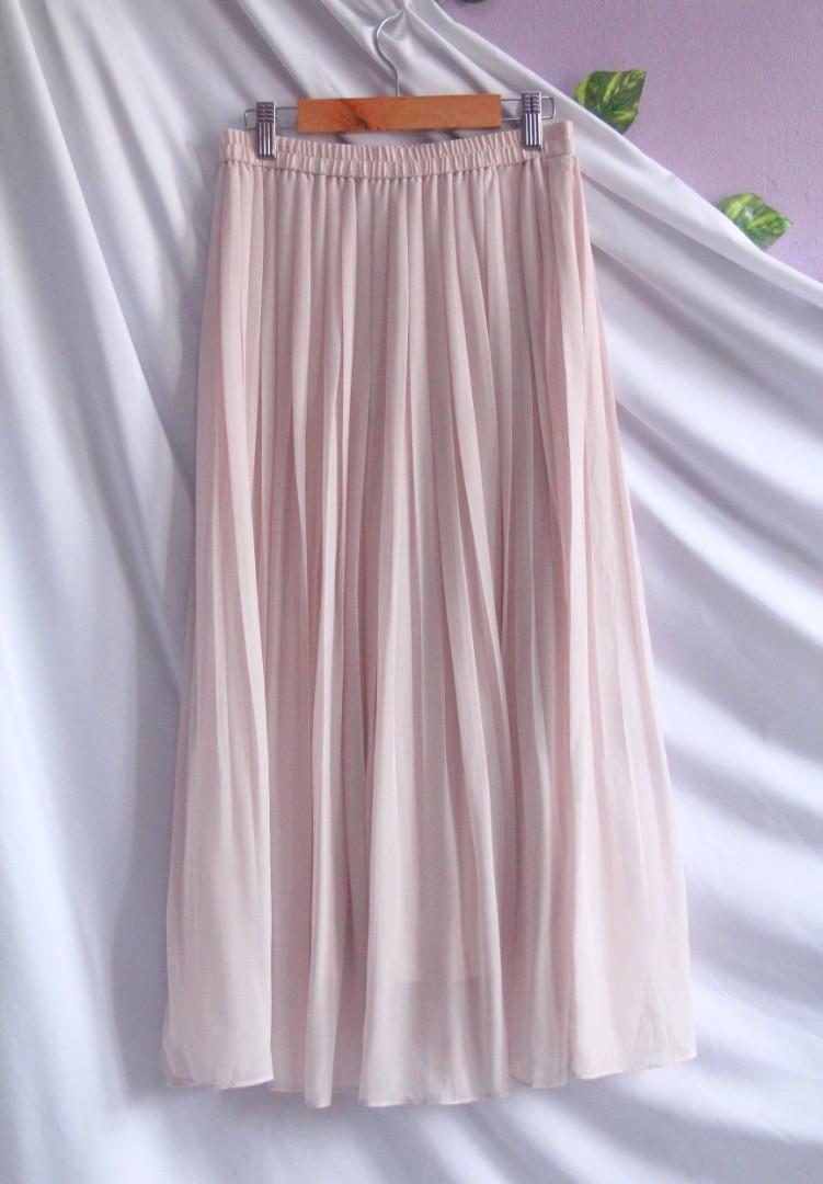 Pink pleated skirt uniqlo hotsell