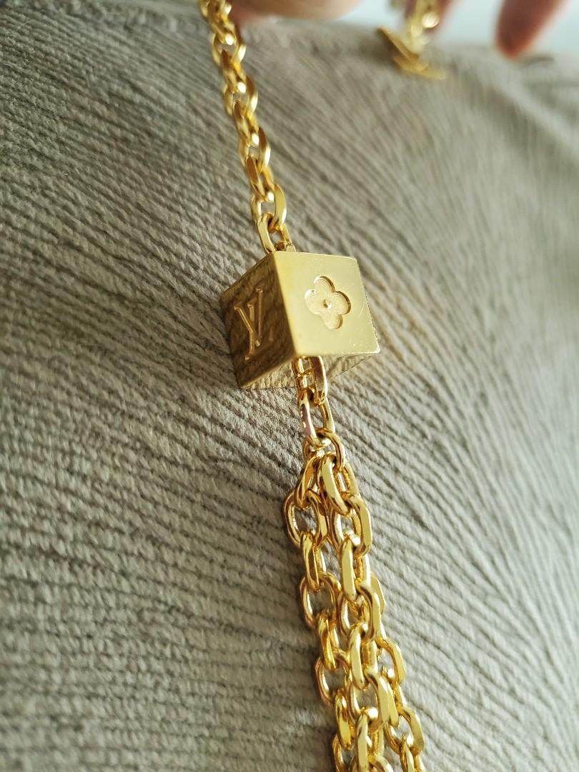 Louis Vuitton Gold Tone Crystal Gamble Station Necklace Louis Vuitton