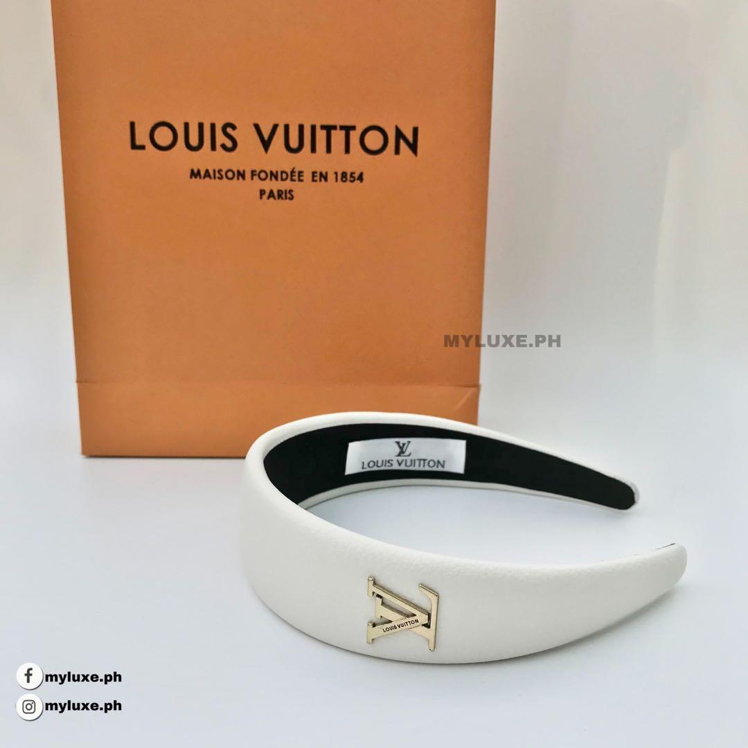 LV White Leather Headband, Women's Fashion, Watches & Accessories