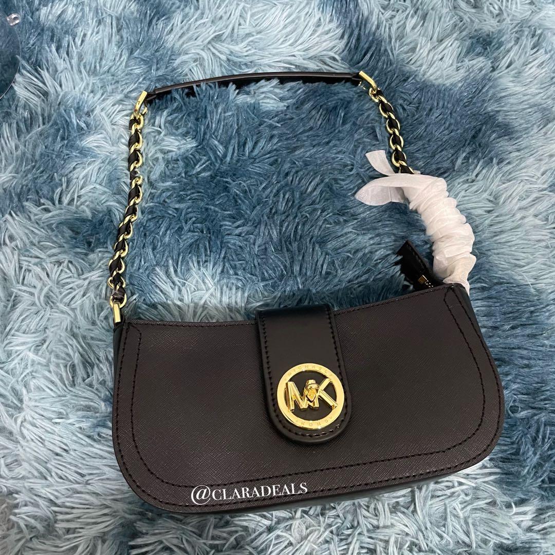 Michael Kors Carmen XS Leather Pouchette Shoulder Bag (Brown), Luxury, Bags  & Wallets on Carousell