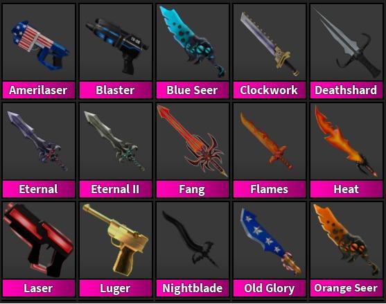 Roblox Murder Mystery 2 MM2 Purple Seer Godly Knifes and Guns