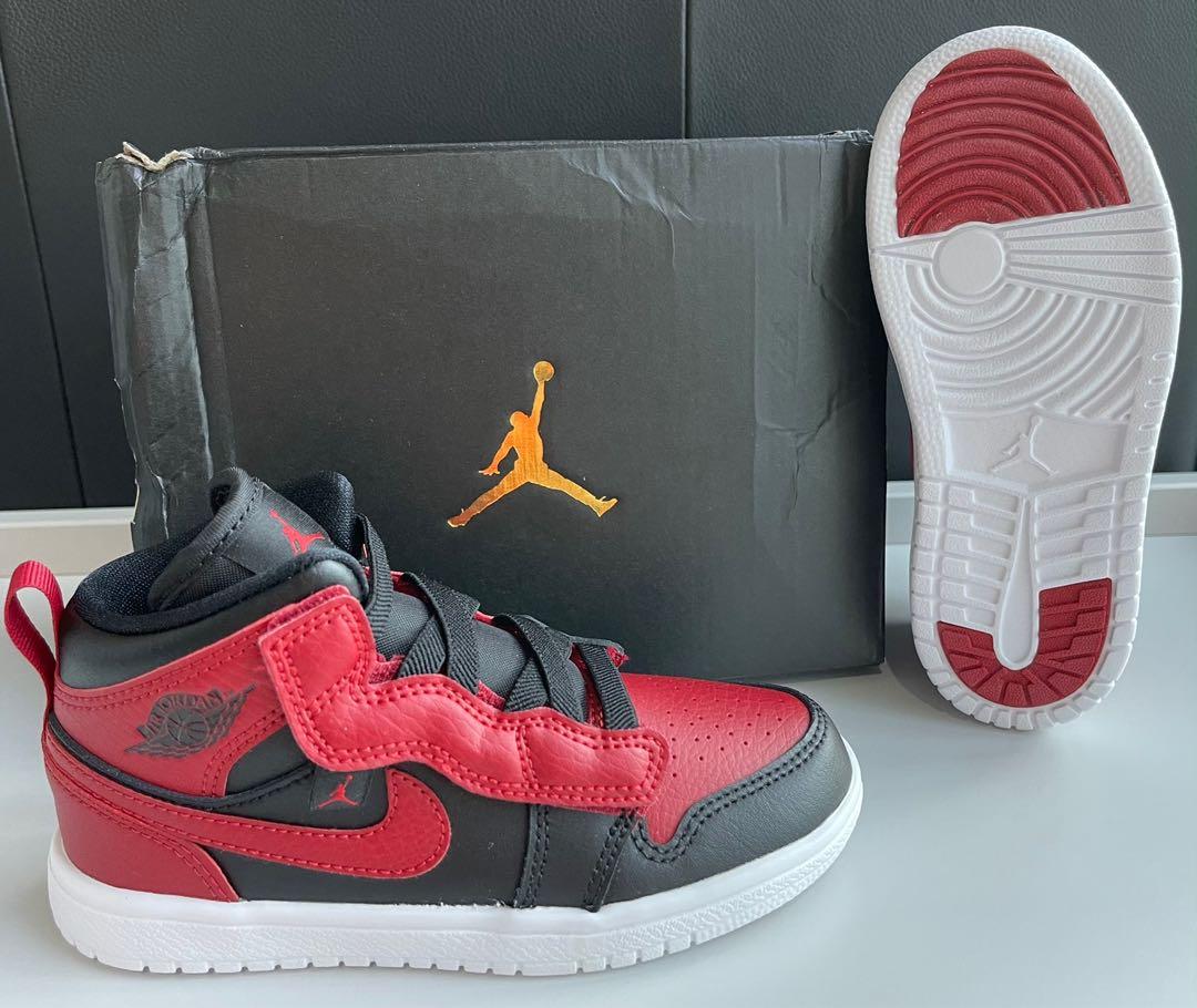 NIKE 12C Jordan Air 1 Mid ALT Banned Velcro Children PS bred