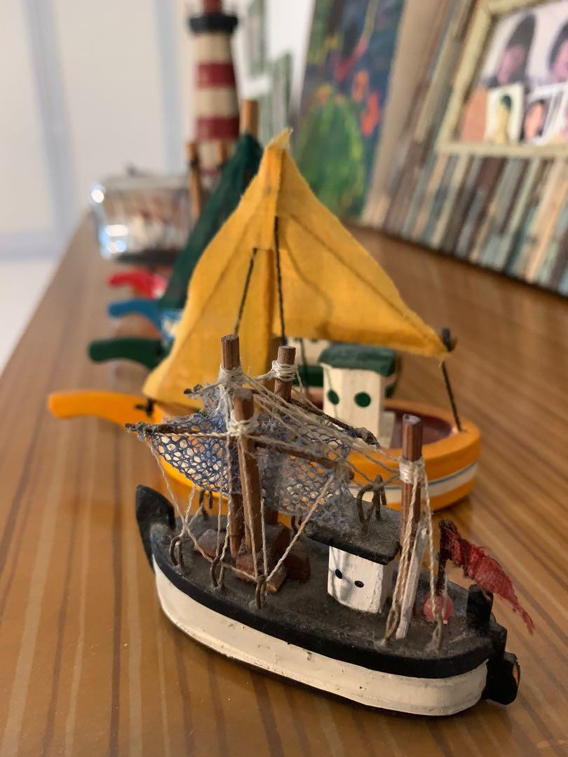 RARE NAUTICAL MARINE THEMED COLLECTORS' Wooden Sailboat, Fishing trawler,  Clipper boat model, Yacht, Ship in bottle, etc. from Around the World!!  🌏⛵️⚓️ Fish tank ornament/ Sea/ Marine/ Boating/ Fishing enthusiasts!  Collectibles display!