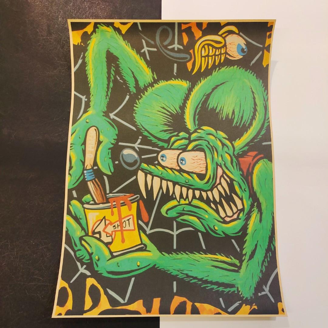 Rat Fink 芬克鼠rf 復古牛皮紙牛皮海報卡通潮流裝飾壁紙壁貼壁畫 玩具 其他玩具在旋轉拍賣