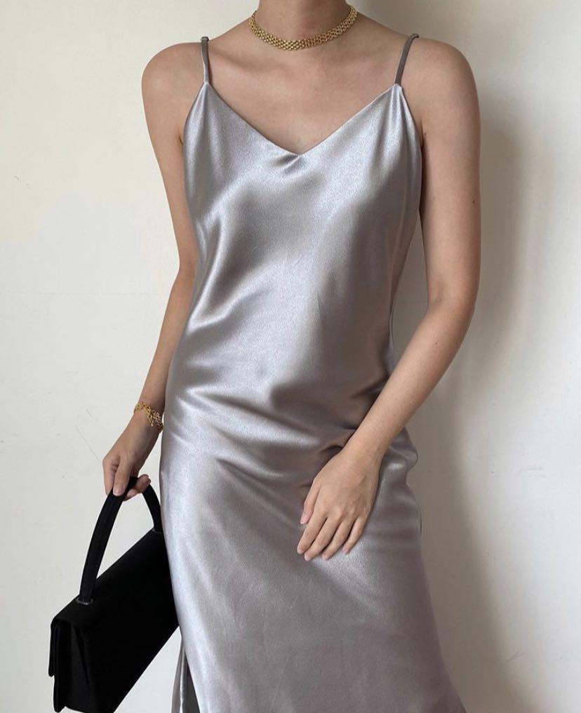 grey satin slip