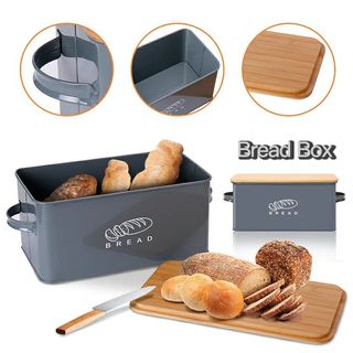  Hossejoy Metal Bread Box, Double Compartment Roll Top  Countertop Bread Storage, Bread Bin Container Holder, Double Layer Breadbox  Holds for your Kitchen Counter (Green)