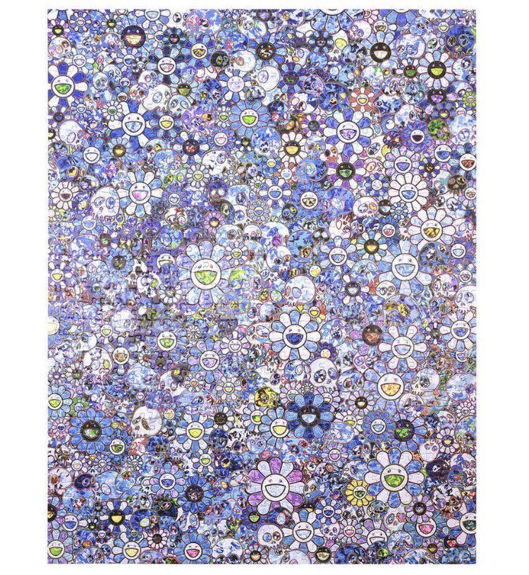 村上隆ジグソーパズル セットSKULLS FLOWERS BLUE SIGNAL