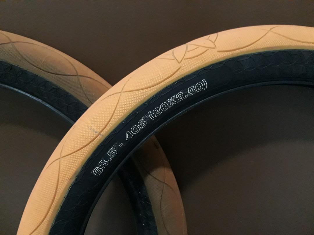 Tayar tyre bmx basikal cult AK signature 20 2.5 orange black wall pair