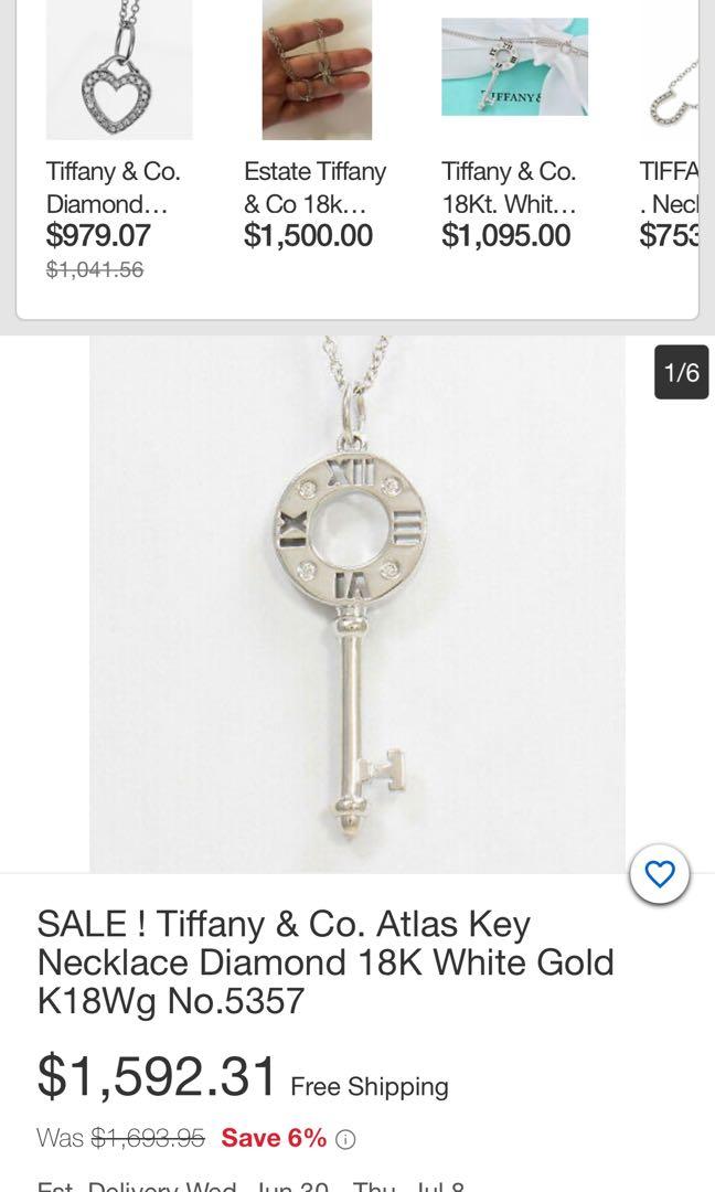 Tiffany Co 18 Karat White Gold Diamond Atlas Pierced Key Pendant Luxury Accessories on Carousell
