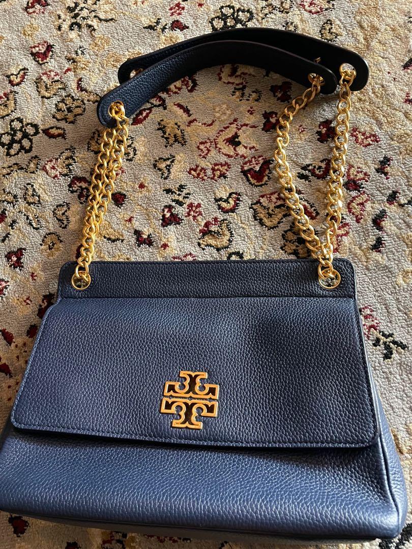 Tory Burch Britten 67295 Flap Shoulder Bag in Royal Navy Color, Women's  Fashion, Bags & Wallets, Purses & Pouches on Carousell