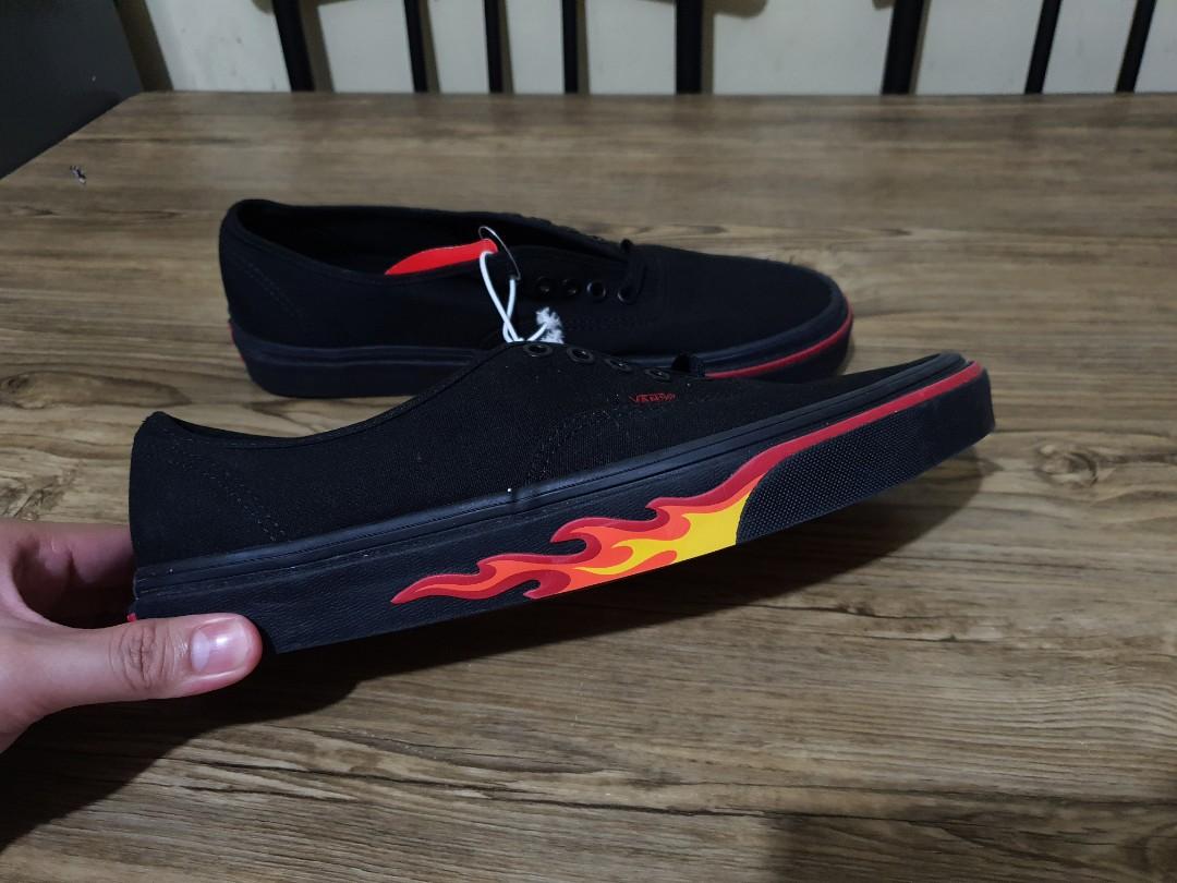 vans slip on flame wall