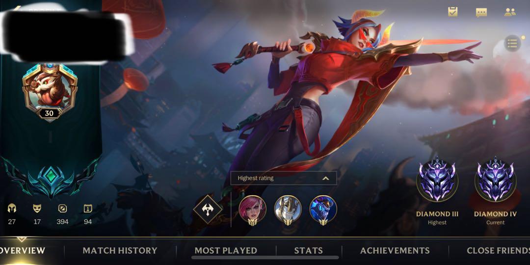 Wild Rift Account D3 Highest 27 Hero 17 Skin, Video Gaming, Gaming Accessories, Game Gift