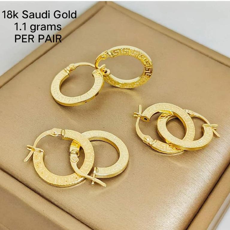 1.1G 18k Saudi Gold Hoop Earrings Women s Fashion Jewelry
