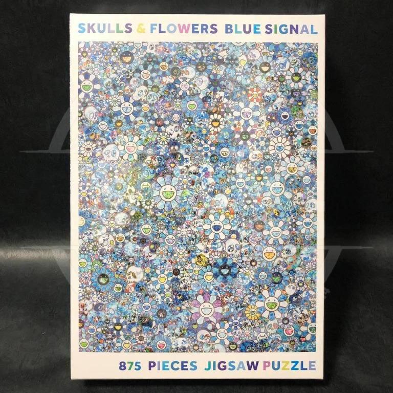 Jigsaw Puzzle SKULLS FLOWERS BLUE SIGNAL美術品/アンティーク - その他