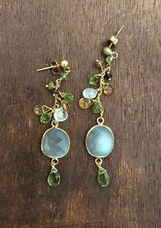 Aquamarine, Peridot and Citrine drop earrings