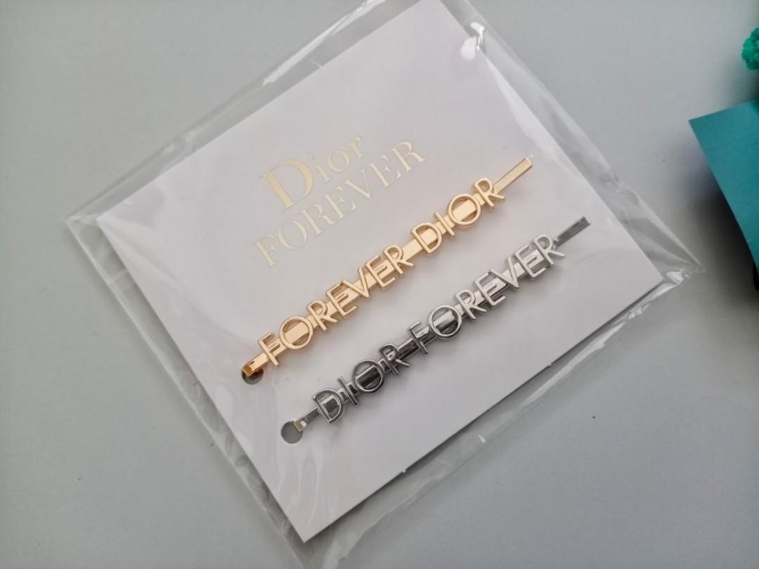 Dior Forever Hairpin Set of 2 Hair Accessories Gold Silver Logo CD Novelty  New