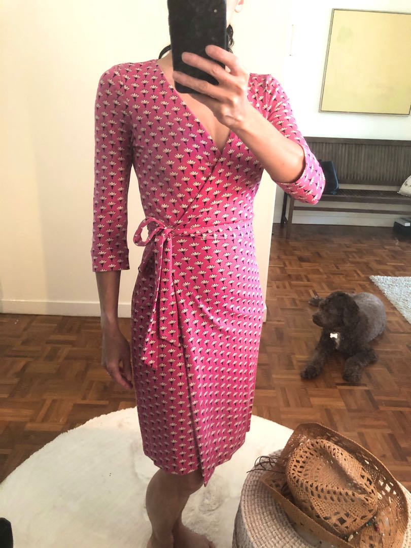Dvf pink hot sale wrap dress