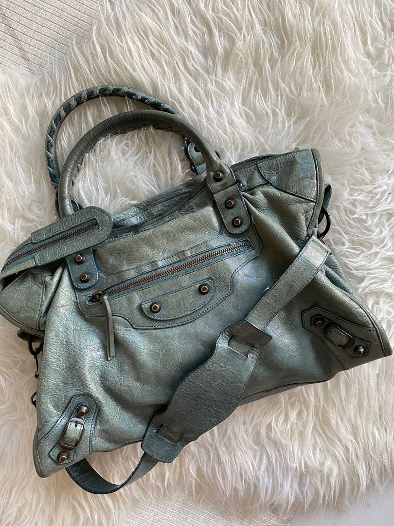 Authentic BALENCIAGA City Bag Distressed leather military green