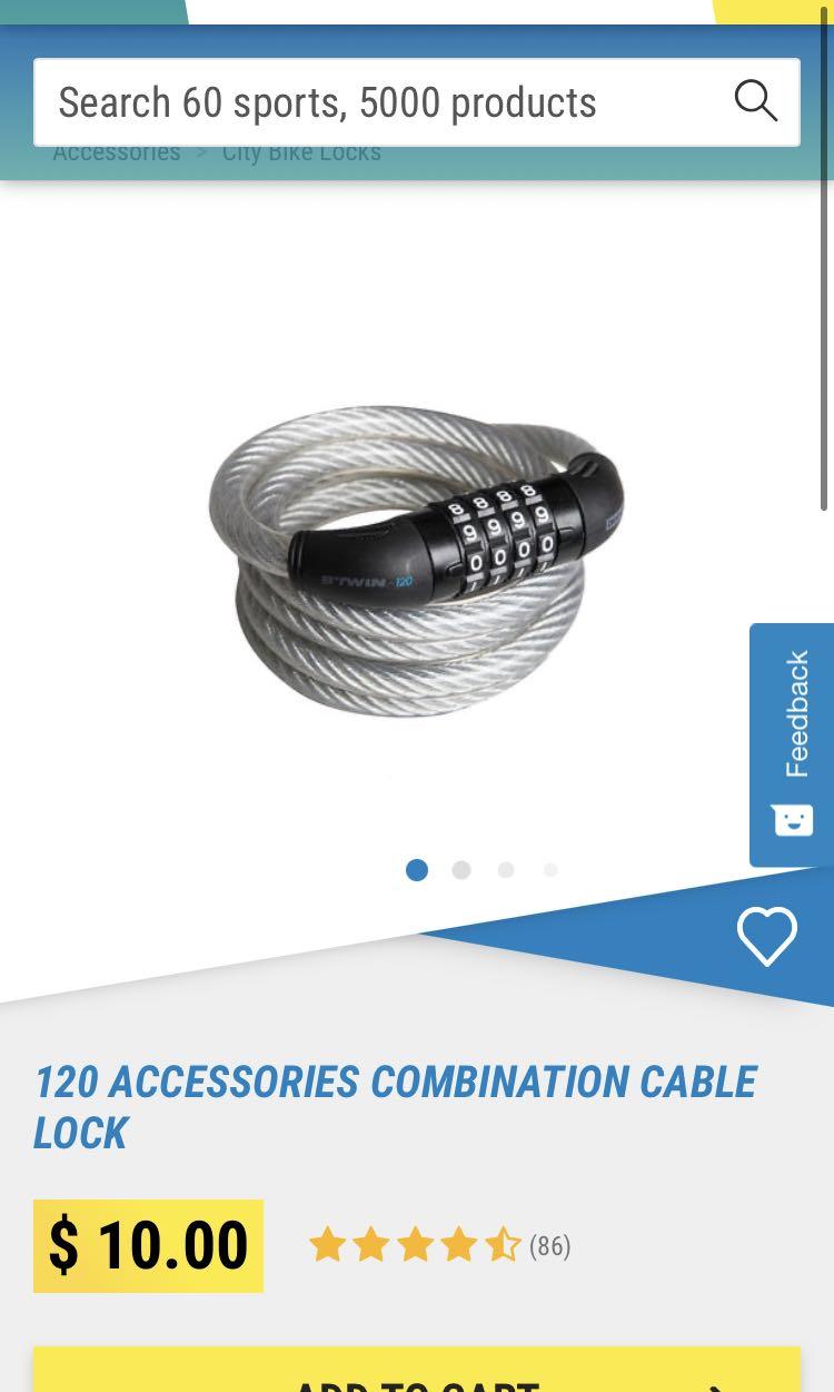 Decathlon Bicycle Locks Combination Key, Sports Equipment, Bicycles & Parts, Parts & Accessories