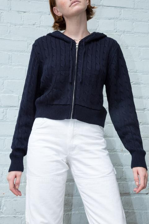 brandy melville crystal knit hoodie in 