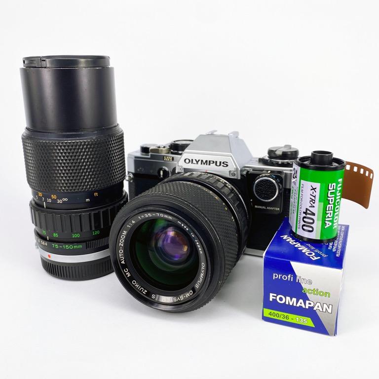 BUNDLE] Olympus OM-10 OM Mount Film SLR with Manual Adapter, Olympus  35-70mm F4 and 75-150mm F4 Lens, Photography, Cameras on Carousell