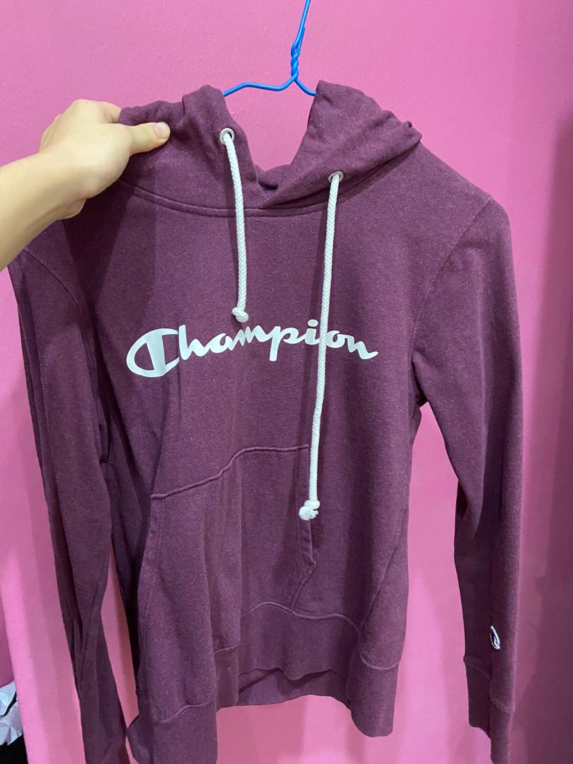 Champion hoodie Burgundy purple Women s Fashion Coats Jackets and Outerwear on Carousell