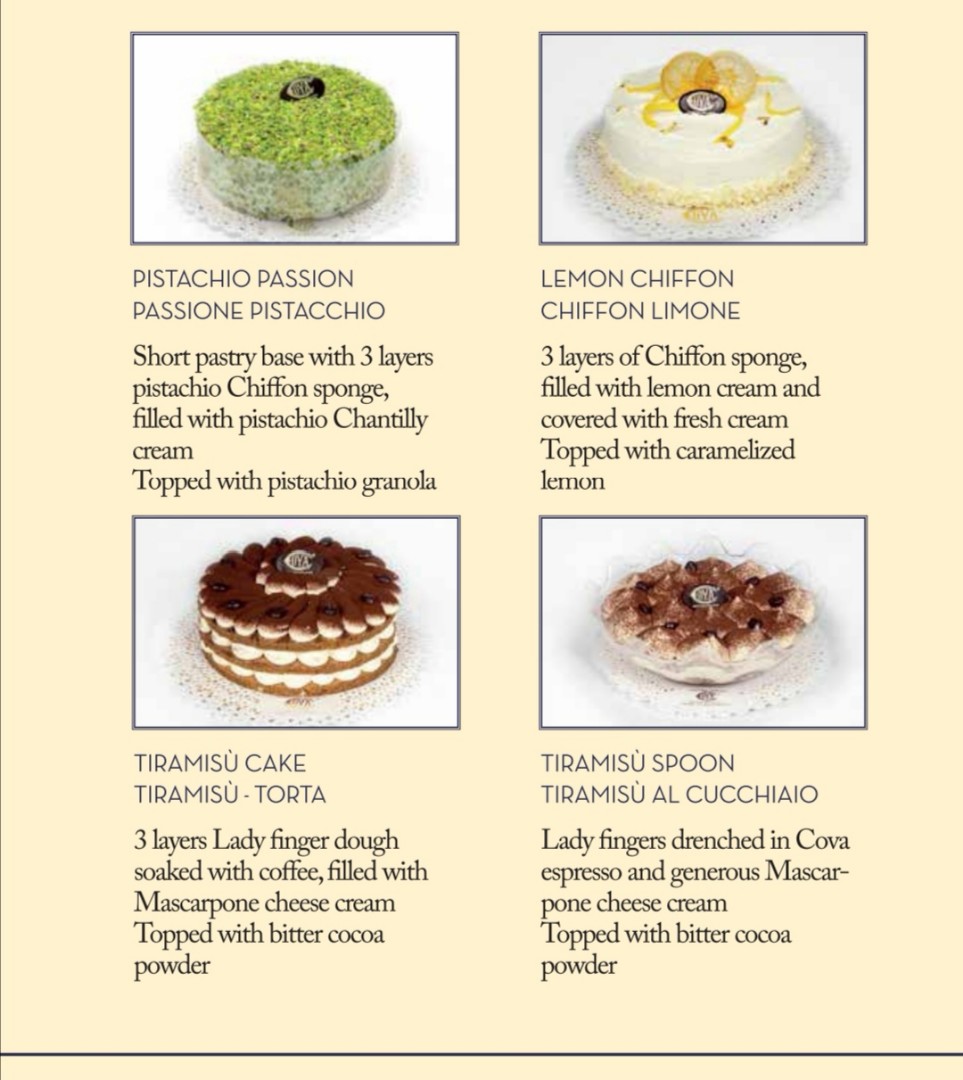 Cova cake new arrivals menu