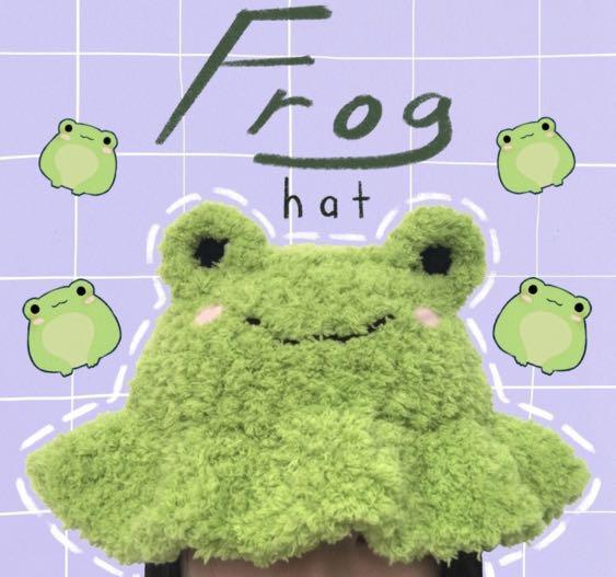 Crochet frog bucket hat handmade, Women 