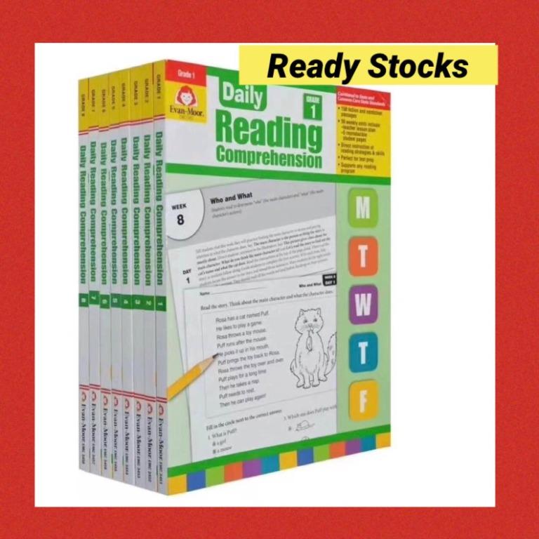 Daily Reading Comprehension by Evan Moore, Grade 1 to 6 (6 books) home  enrichment / assessment books zz