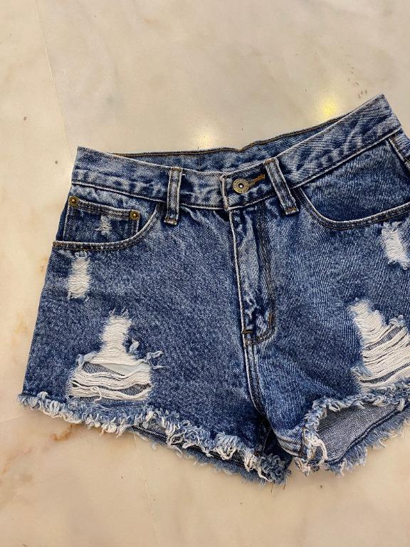 Dark blue hotsell ripped shorts