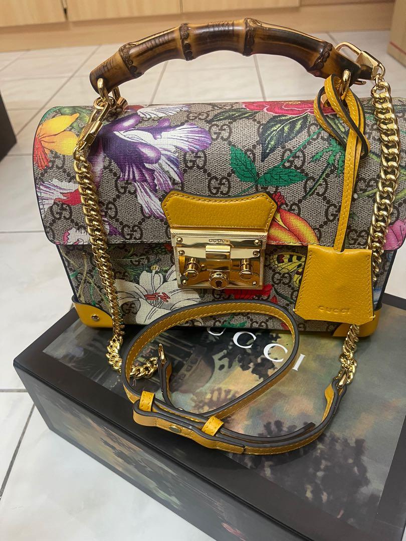 Gucci floral shop padlock bag