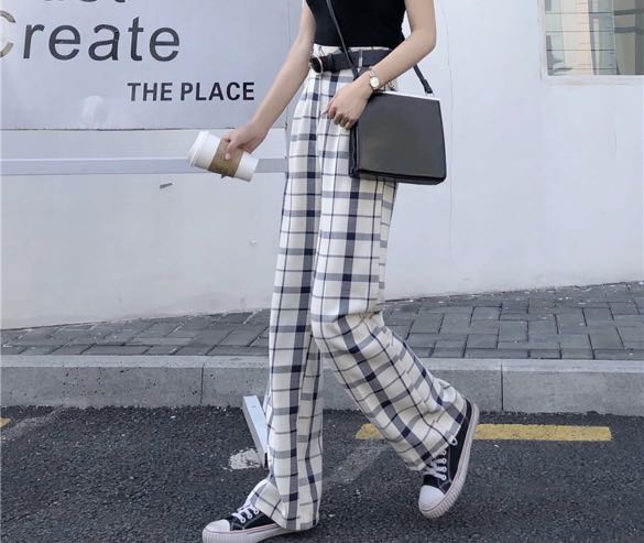 High Waist Plaid Pants