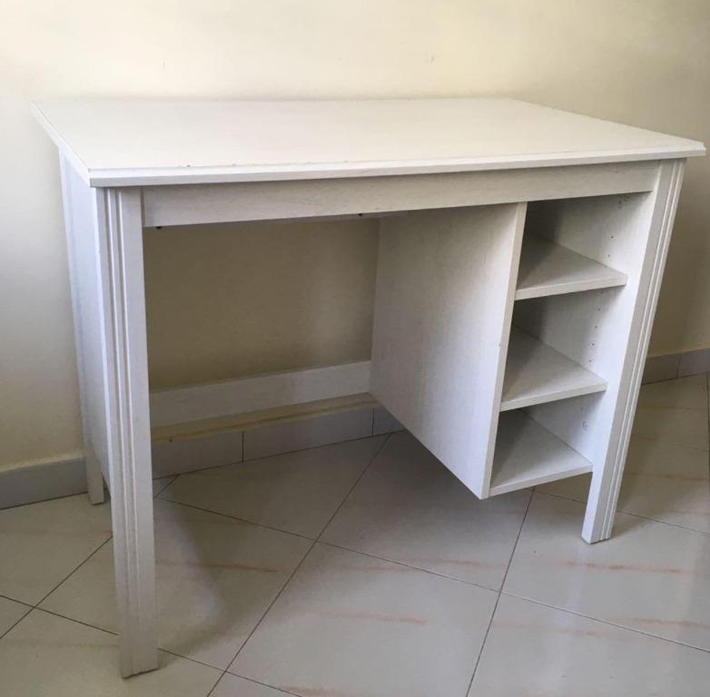 Ikea Brusali White Desk, Furniture & Home Living, Furniture, Tables & Sets on Carousell