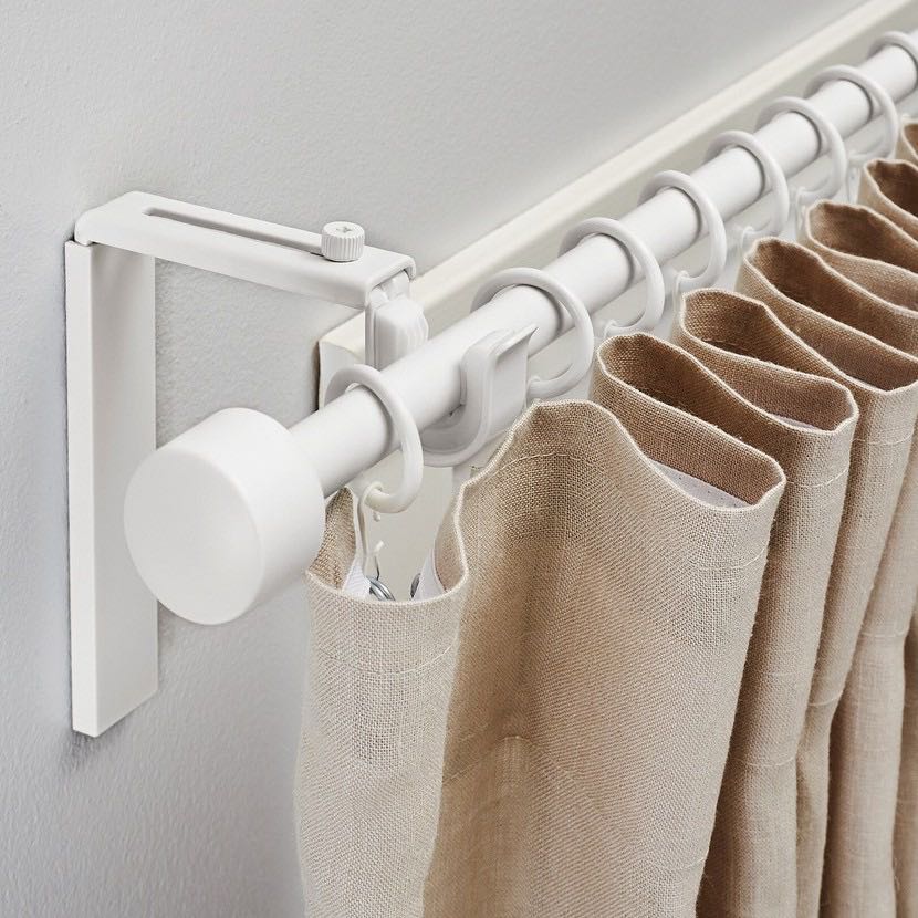 IKEA RACKA CURTAIN ROD + FINIALS (WHITE), Furniture & Home Living, Home Decor, Curtains & Blinds