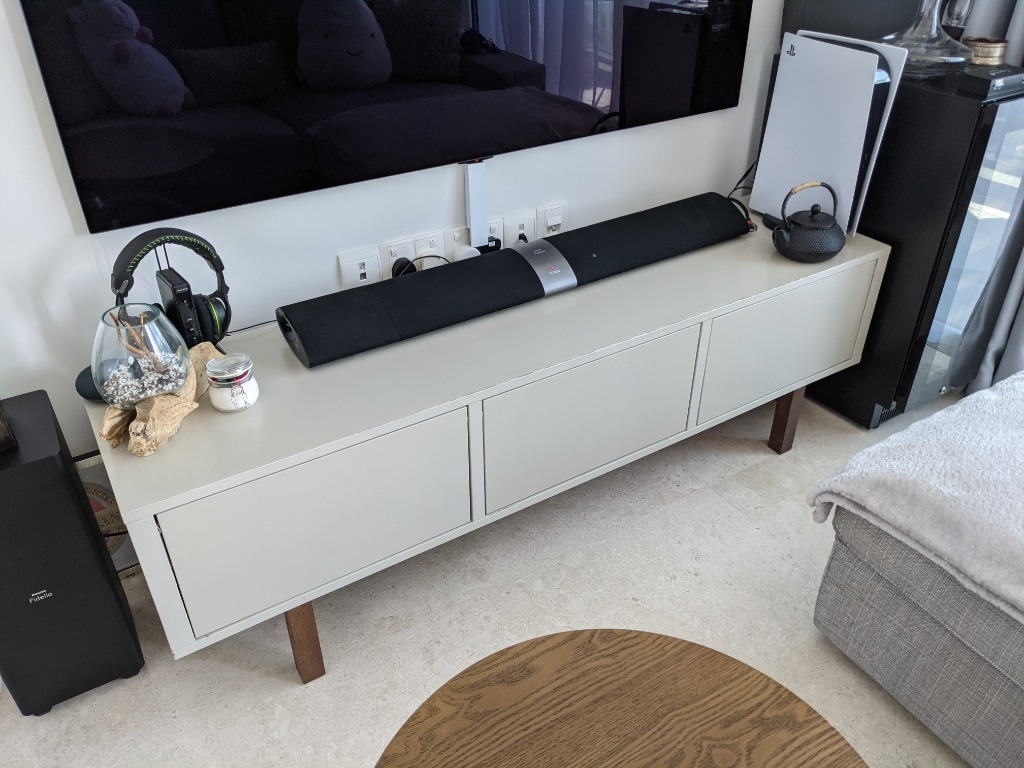 Ikea Stockholm TV Console Beige with Walnut legs, Furniture & Home