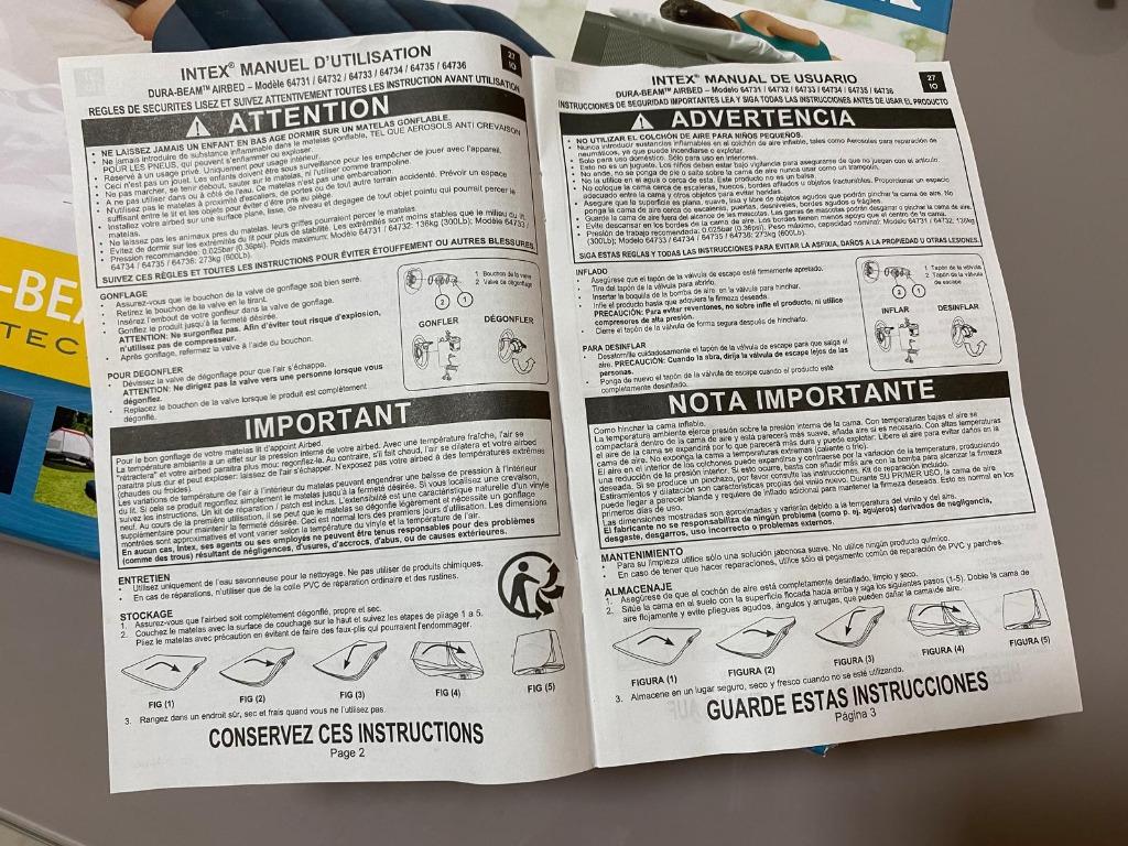 Intex Air Mattress Fiber Tech Dura Beam Single Size include Electric