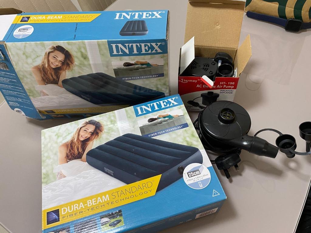 Intex Air Mattress Fiber Tech Dura Beam Single Size include Electric