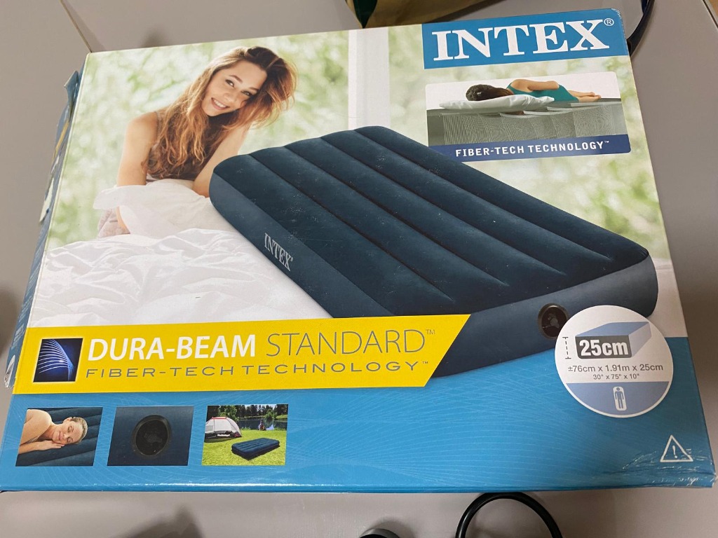 Intex Air Mattress Fiber Tech Dura Beam Single Size include Electric