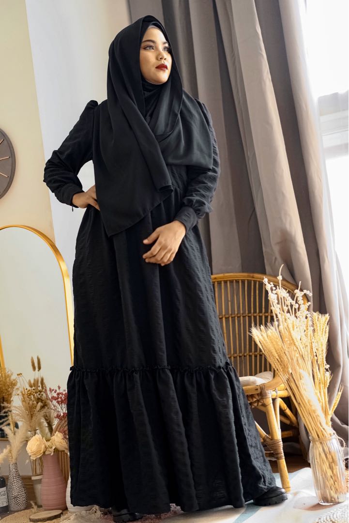 Ironless Black Muslimah Dress Women s Fashion Muslimah Fashion
