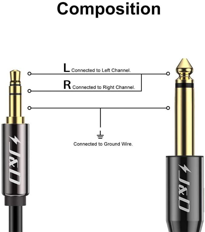J&D RCA Audio Cable, RCA to 3.5mm 1ft, 3.5mm Male to 2 RCA Phono Male  Stereo Audio Adapter Aux Cable Gold-Plated Copper Shell Heavy Duty, 3.5 to  RCA