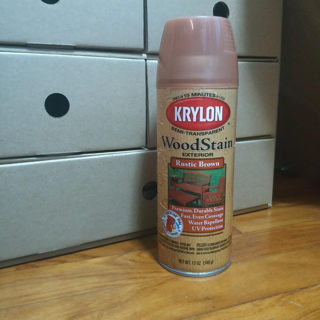 Krylon Wood Stain Exterior SemiTransparent Spray Rustic Brown 12oz