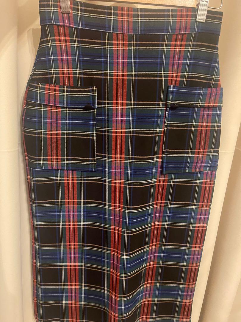 Mango plaid midi skirt store