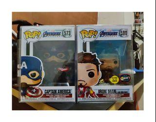 Marvel Avengers End Game Iron Man 580 and Captain America  573 Funko Pop!