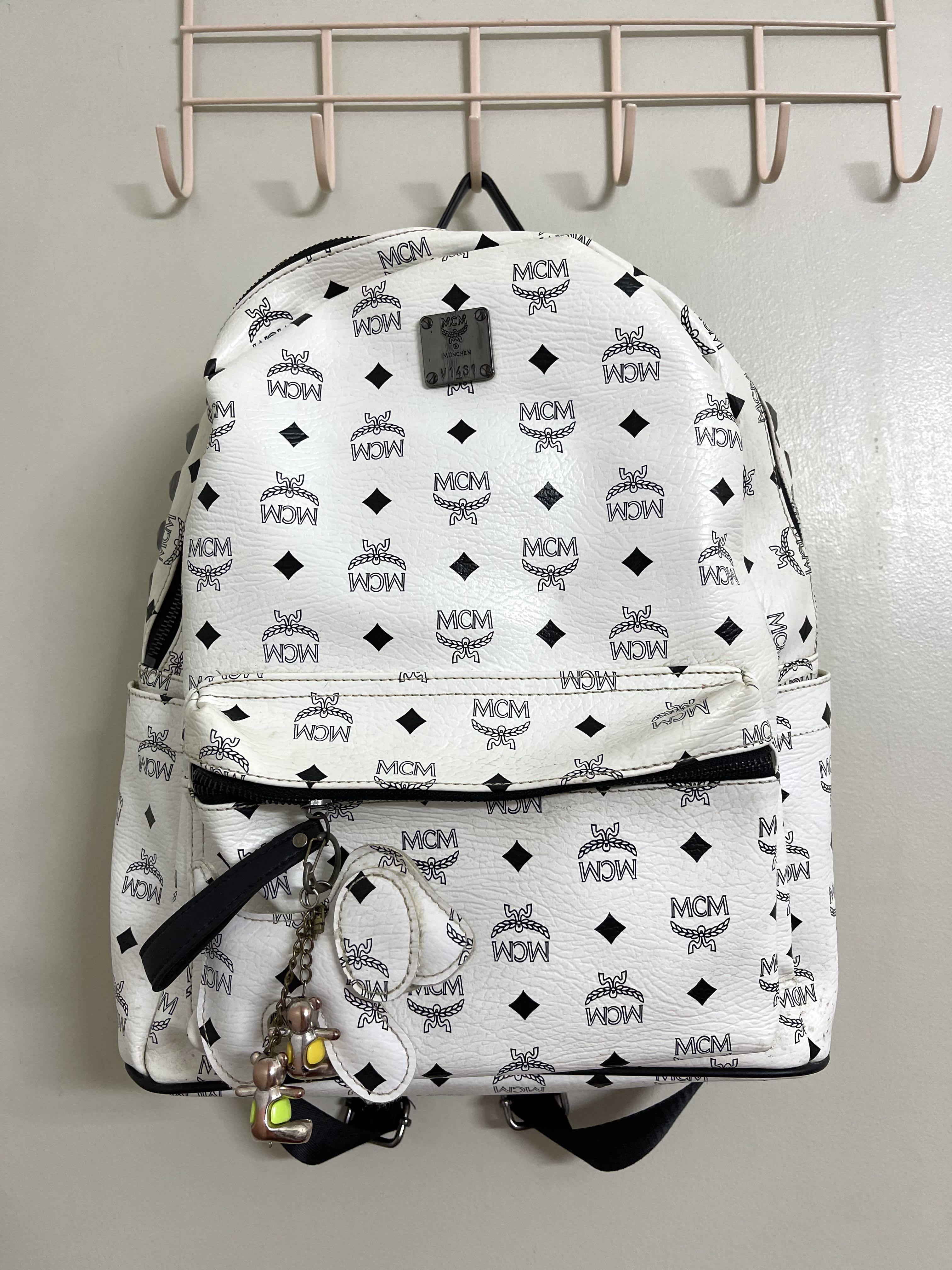 Mcm backpack white and gold clearance