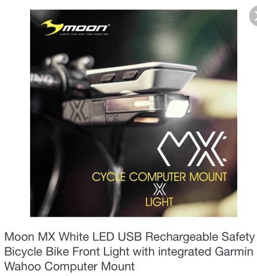 moon mx gps mount rechargeable front bike light